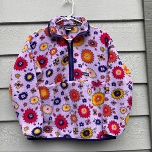 Patagonia Synchilla Kid's Size Large (12) Half Zip Flower Print Pullover Fleece
